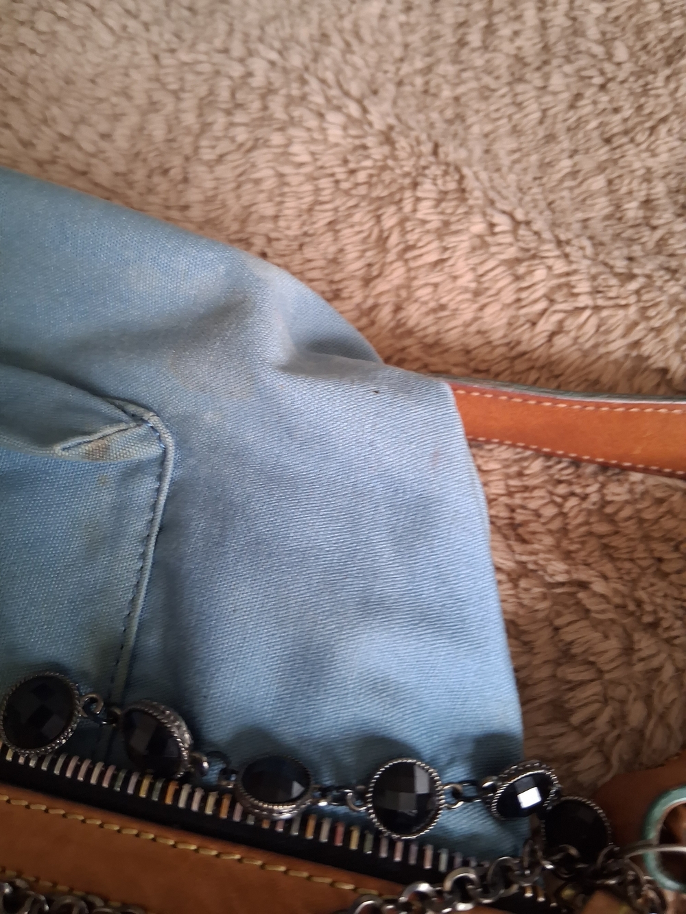 Dooney & Bourke Brown Logo Shoulder Bag with Tan Trim and Chain Detail - Picture 12 of 16